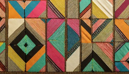 ethnic fabric background with colored squares