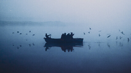 silhouette of a boat