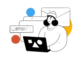 Flat vector illustration of business people operating work scene
