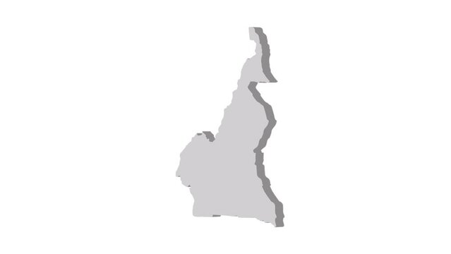 Cameroon map 3d grey on white background. Dynamic 4K animation motion graphics unleashed.