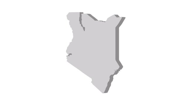 Kenya map 3d grey on white background. Dynamic 4K animation motion graphics unleashed.
