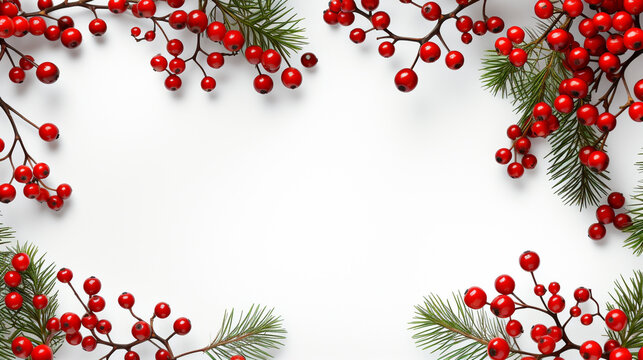 christmas frame with holly berries HD 8K wallpaper Stock Photographic Image 