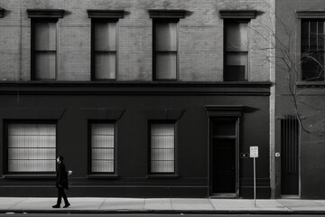 Silhouette of a man walking on a street 