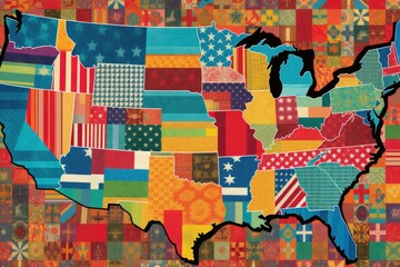 United States flag pattern overlay on states