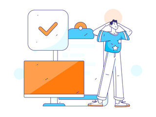 Flat vector illustration of business people operating work scene
