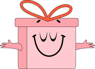 Smiling gift box mascot character