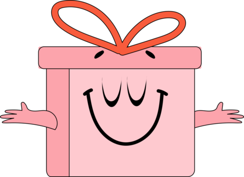 Smiling gift box mascot character
