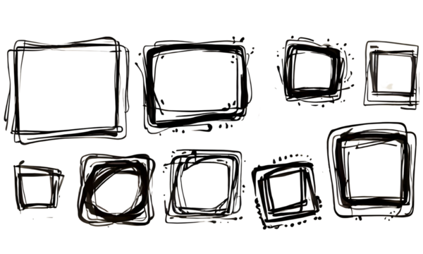 Freehand Drawn Rectangles and Squares Set: Doodle Style Frames in Various Sizes, Perfect for Text Highlighting and Underlining. Vector Illustration Isolated on White Background.





