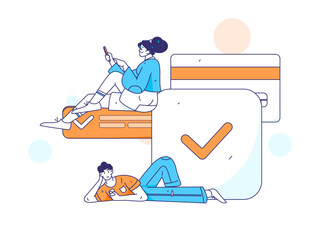 Flat vector illustration of business people operating work scene
