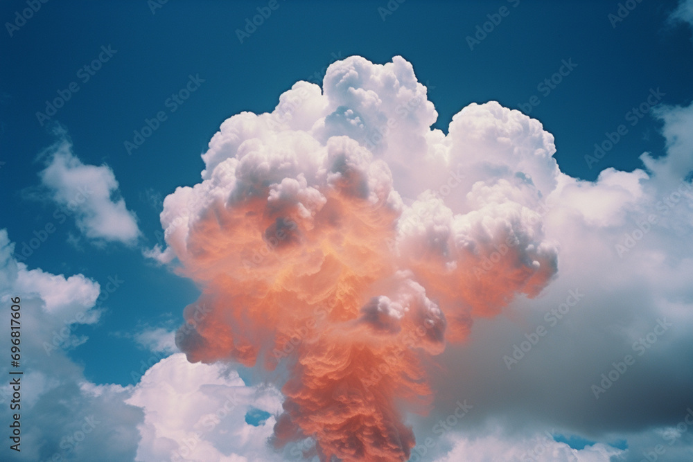 Poster Abstract thought clouds derived from brain scans enveloping a person, showcasing the expressive and expansive nature of cognitive processes.
