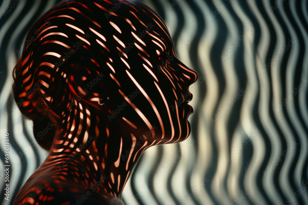 Fototapete Abstract patterns inspired by brain scans adorning a person, symbolizing the elegance and sophistication associated with the visual representation of cognitive functions.