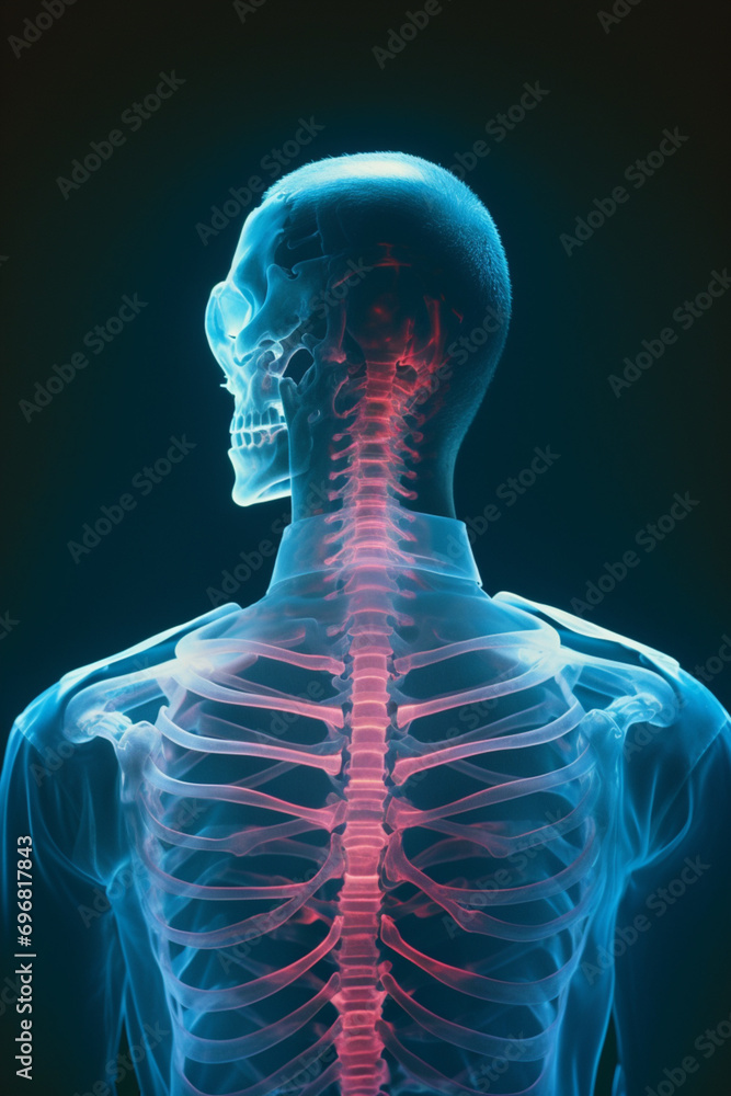 Poster a person engaged in an exploration of abstract x-ray vision patterns, showcasing the elegant and pre