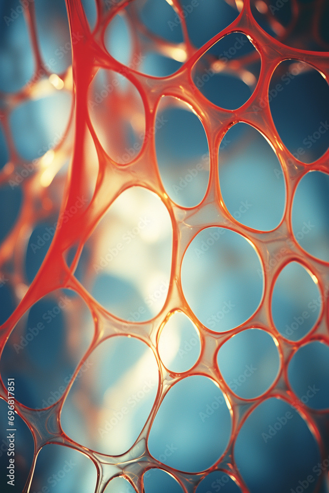 Poster abstract patterns inspired by medical technology forming an odyssey around a person, illustrating th