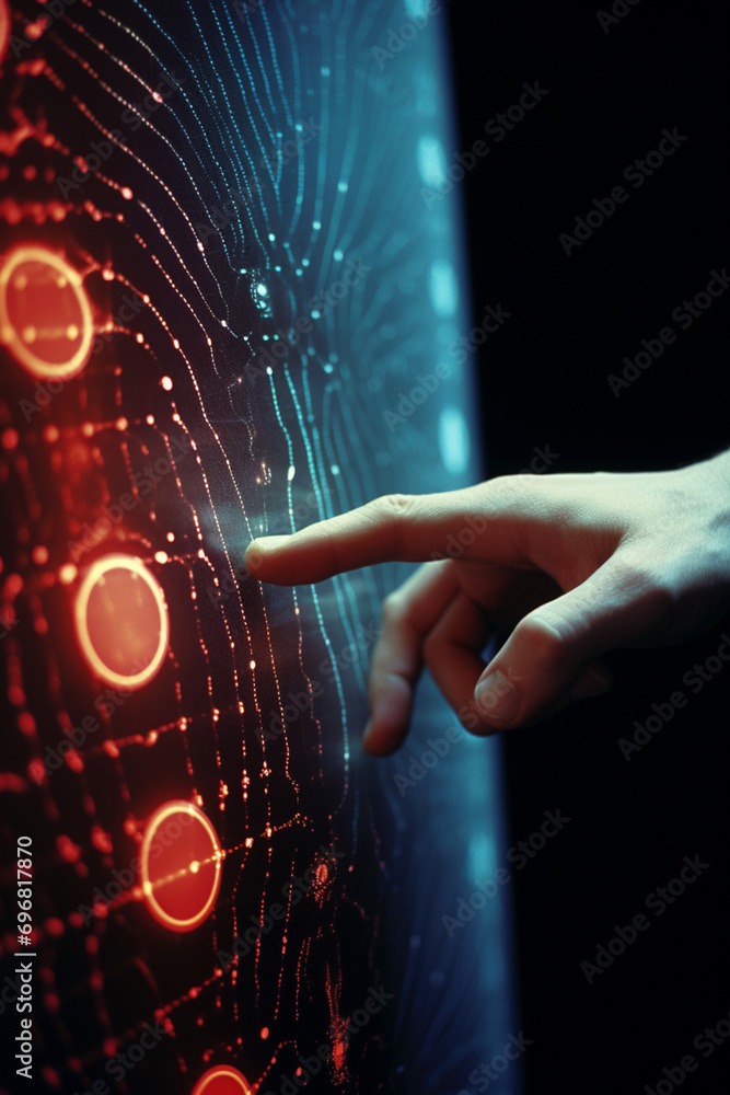 Aufkleber a person engaging in an exploration of abstract ultrasound patterns, symbolizing the fusion of harmo