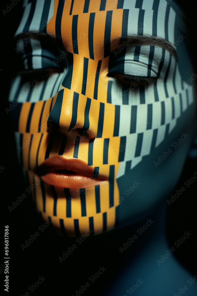 Poster abstract patterns inspired by medical technology forming an odyssey around a person, illustrating th