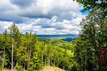 Landscape near Gummersbach and Meinerzhagen. Nature with forests and hills.
