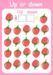 Up or down. Directions for children. Logic game. Spatial orientation. Study sheet.