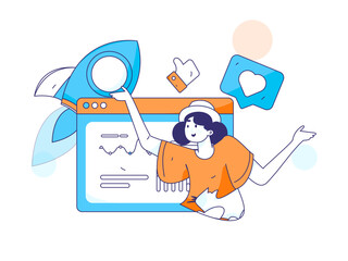 Flat vector illustration of business people operating work scene
