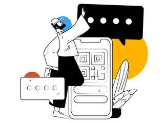 Flat vector illustration of business people operating work scene
