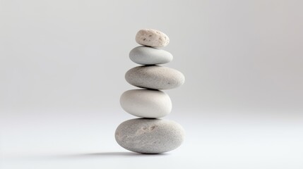 Balanced stack of smooth round stones symbolizing zen and calmness