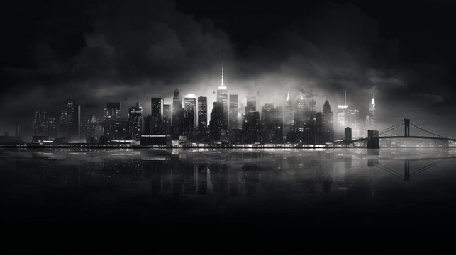Fototapeta Black and White Photo of City