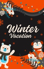 Winter Vacation Social Media Poster Design Card High Quality Resolution Image Illustration, Art And Vector 