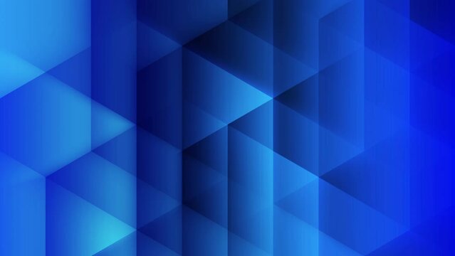 Abstract creative motion light burst and shadow on gradient blue triangle pattern geometric shape background. Video animation Ultra HD 4k footage.