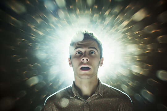 Man suffering from paranoid delusion and hallucinations. Generative AI