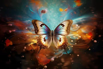 Tuinposter Gentle soul vision photo embodying creative image with butterfly. Generative AI © Nomad_Soul
