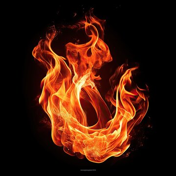 Fierce flames on black background. Captivating image showcases raw intensity of fire dance. Flames painted in vibrant shades of red orange and yellow leap and twirl with unrestrained energy