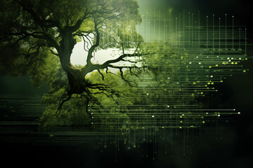 Harmony of technology and nature image with futuristic color. Generative AI