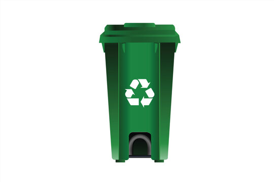 vector of green color duct bin with white recycle icon.