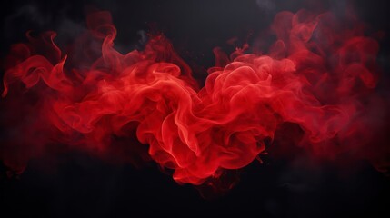 Red smoke on black background. Generative AI - obrazy, fototapety, plakaty