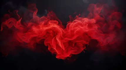 Papier Peint photo autocollant Fumée Red smoke on black background. Generative AI