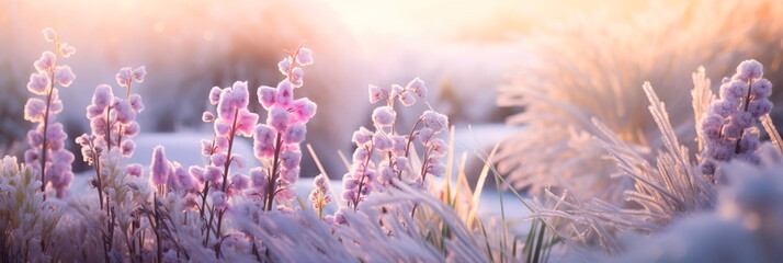 garden with frosted flowers and delicate plants, showcasing the unique beauty that winter brings to nature.