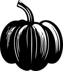 Flat vector graphic of linocut pumpkin