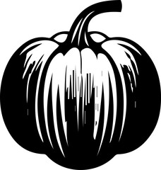 Flat vector graphic of linocut pumpkin