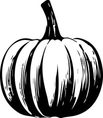 Flat vector graphic of linocut pumpkin