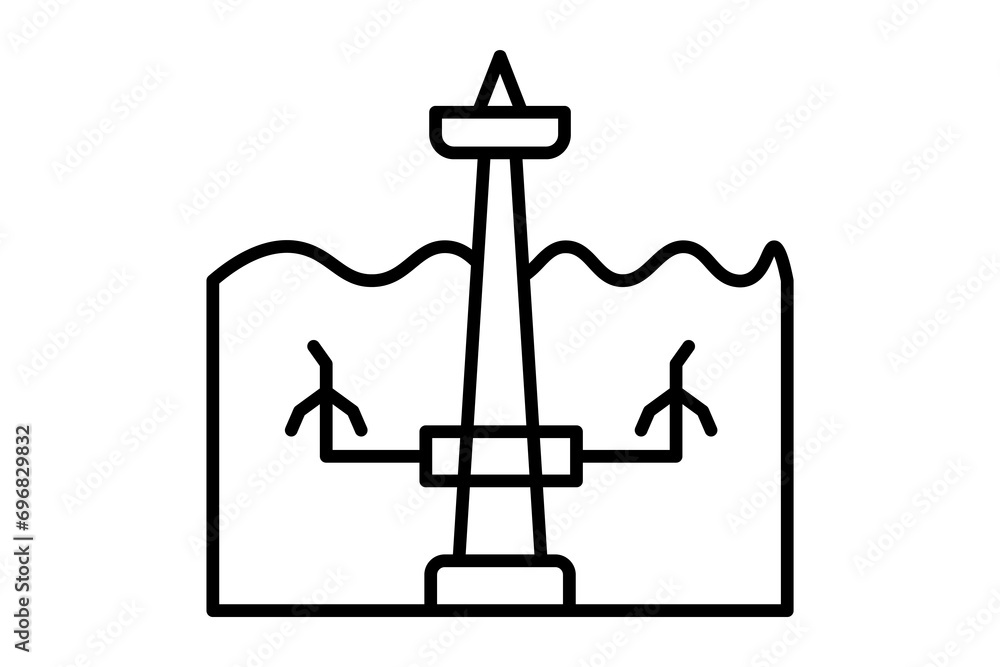 Poster tidal energy icon. icon related with energy and technological development . line icon style. simple 