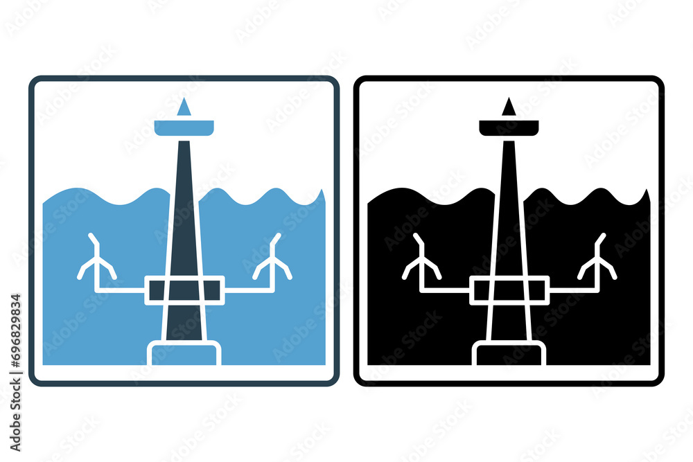 Poster tidal energy icon. icon related with energy and technological development . solid icon style. simple