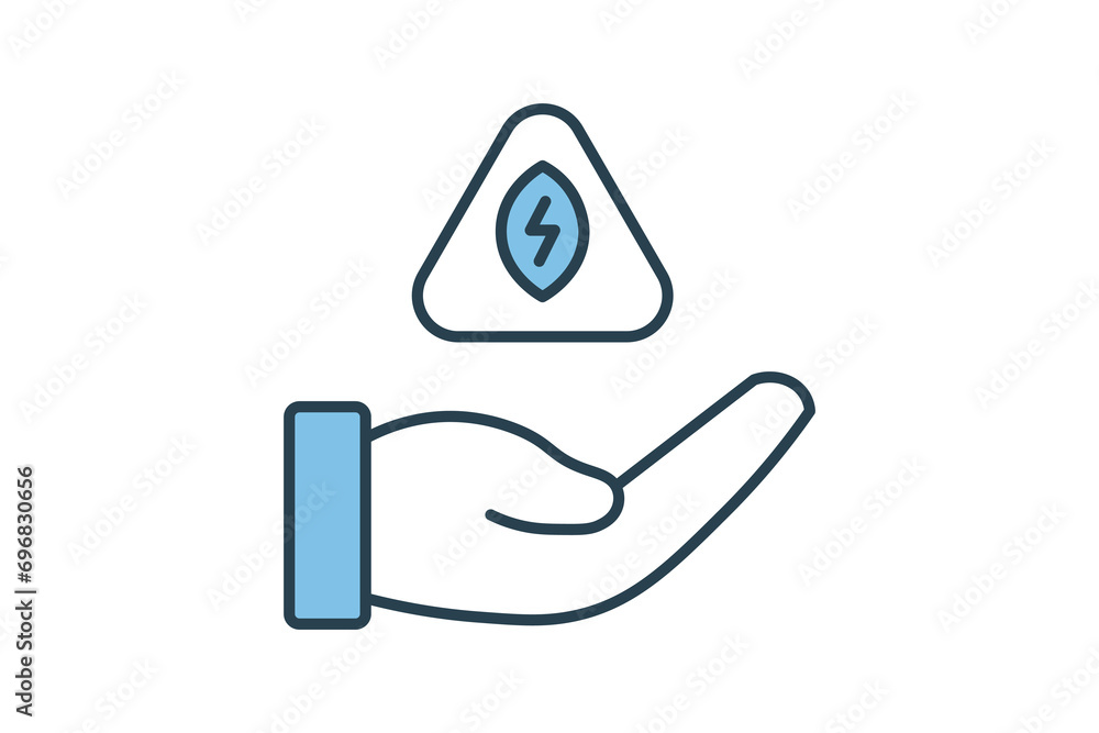 Poster energy conservation icon. icon related with energy and technological development .flat line icon sty