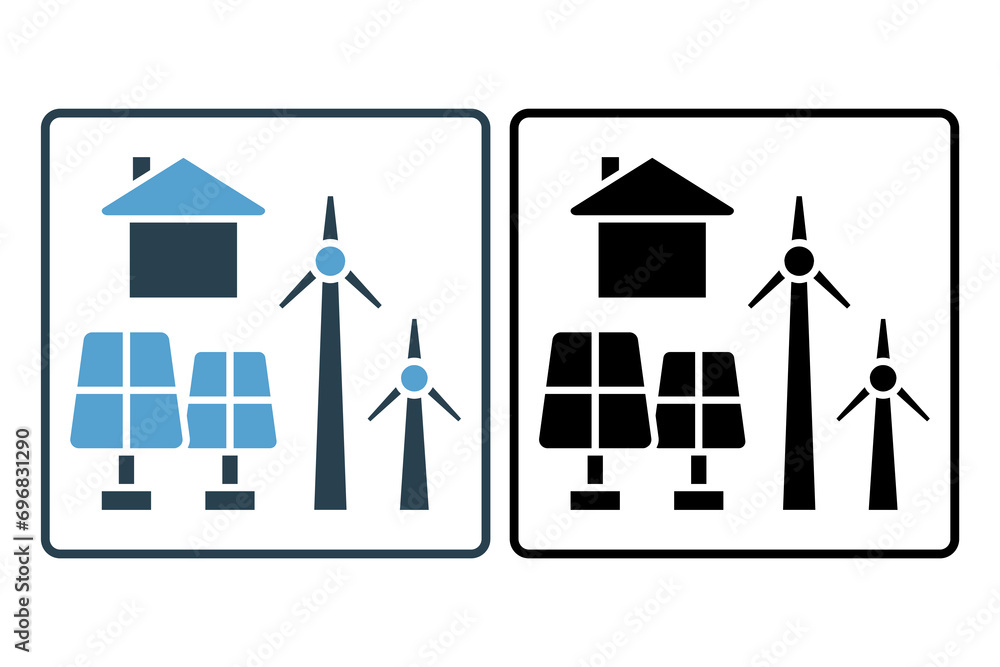 Poster smart grid icon. icon related with energy and technological development . solid icon style. simple v