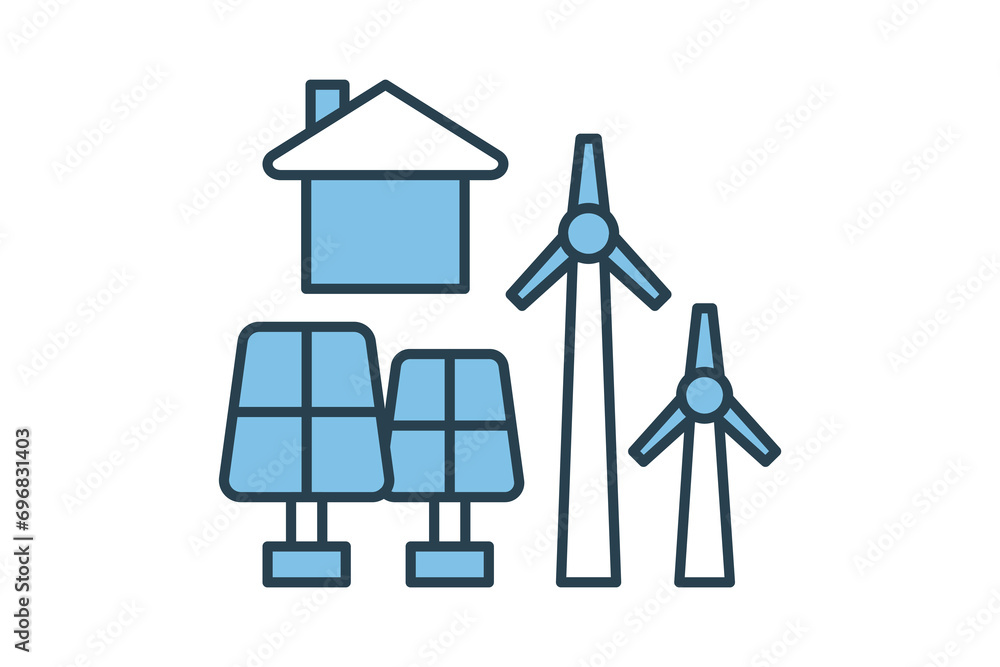 Poster smart grid icon. icon related with energy and technological development . flat line icon style. simp
