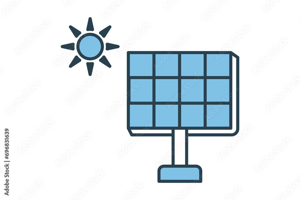 Poster solar panel icon. icon related with energy and technological development . flat line icon style. sim