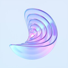 Wavy Glass shape on light background. 3d rendering illustration.