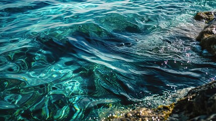 Blue green surface of the ocean - obrazy, fototapety, plakaty
