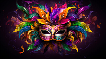 Fototapeta na wymiar venetian carnival mask on multi color background 