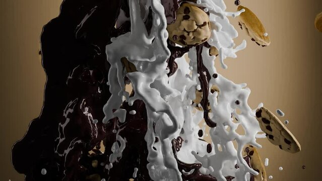 Liquid Falling on chocolate cookies