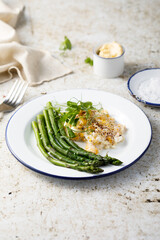 Asparagus with roasted eggs