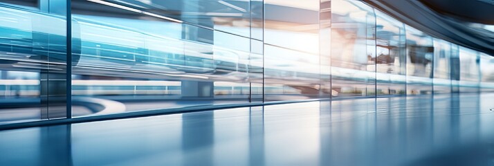 Bright and blurred empty office space with abstract light bokeh for modern interior design concept